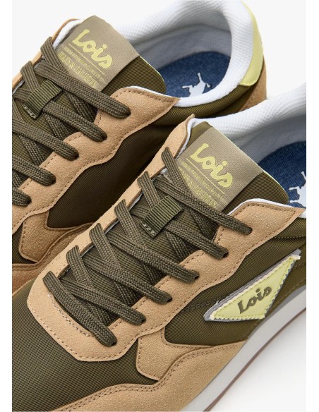 Sneaker casual running combinado caqui Lois 64527