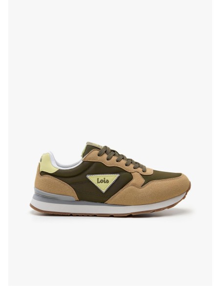Sneaker casual running combinado caqui Lois 64527