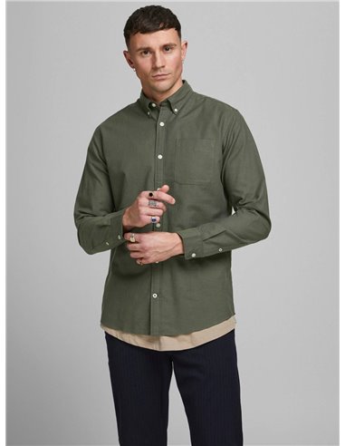 CAMISA DE MANGA LARGA JJEOXFORD Forest Night/Kaki