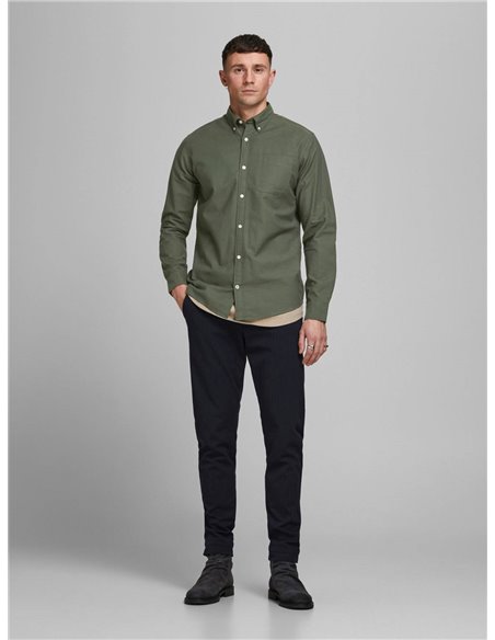 CAMISA DE MANGA LARGA JJEOXFORD Forest Night/Kaki