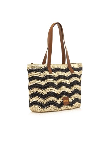 BOLSO SHOPPER RAFIA PITE MTNG Black/Negro