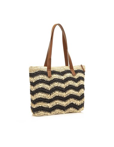 BOLSO SHOPPER RAFIA PITE MTNG Black/Negro