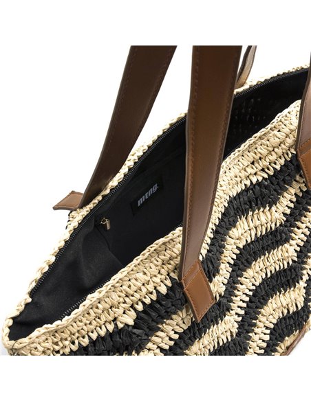 BOLSO SHOPPER RAFIA PITE MTNG Black/Negro