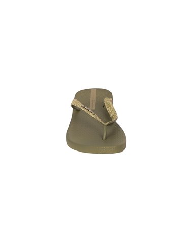 LOLITA III chanclas de dedo planas de mujer verde y dorado