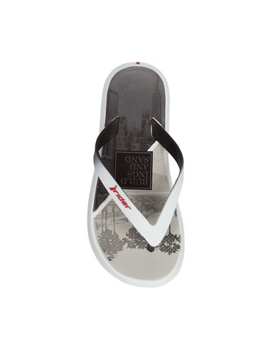 R1 ENERGY PLUS III AD chanclas de dedo planas de hombre con estampado urban blanco, negro y gris
