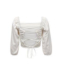 TOP CROP DE LINO onlCARO Cloud Dancer/Blanco 2