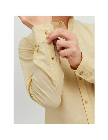 CAMISA DE LINO JJESUMMER Jojoba/Amarillo Vainilla
