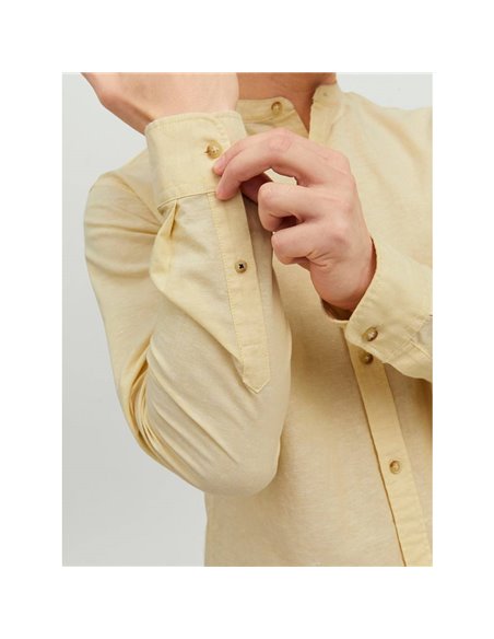 CAMISA DE LINO JJESUMMER Jojoba/Amarillo Vainilla