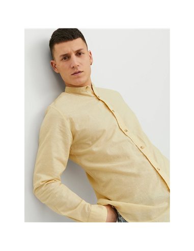 CAMISA DE LINO JJESUMMER Jojoba/Amarillo Vainilla