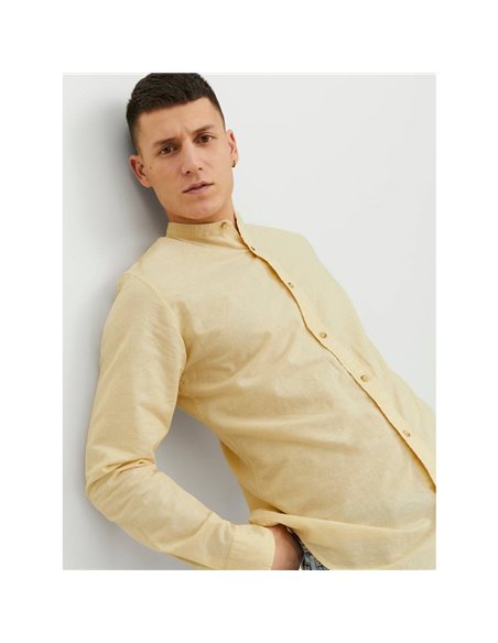 CAMISA DE LINO JJESUMMER Jojoba/Amarillo Vainilla