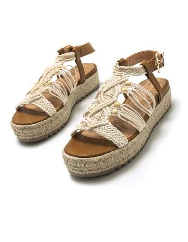 SANDALIA DE BLOQUE AMELIE MTNG Macrame Natural