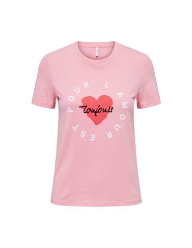 CAMISETA onlBENJI HEART Candy Pink/Rosa