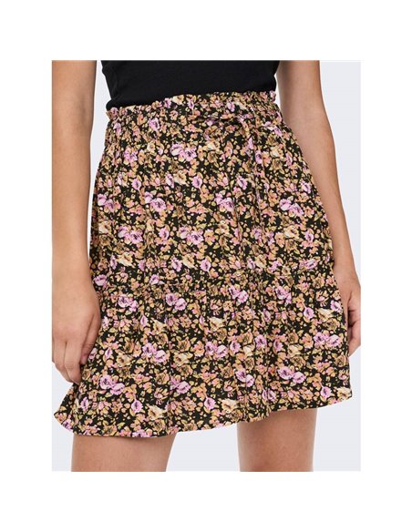 FALDA CORTA ESTAMPADA onlLILA Black/Pink - Negro/Rosa