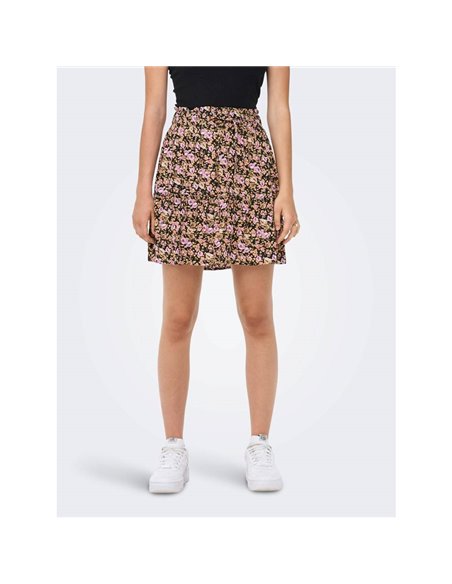 FALDA CORTA ESTAMPADA onlLILA Black/Pink - Negro/Rosa