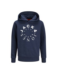 Jack & Jones JJELOGO HOOD - Jersey con capucha - navy blazer/azul marino 