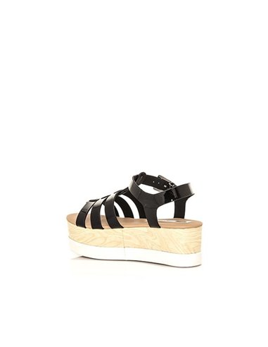 SANDALIAS CON PLATAFORMA LIBBY PATENT NEGRO MUSTANG