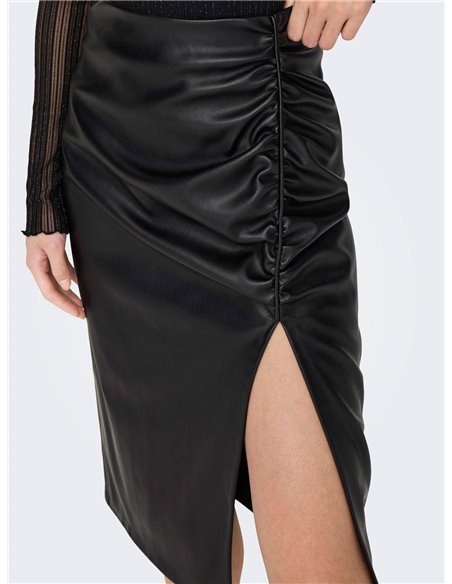 FALDA MIDI CUERO onlMIA Black/Negro