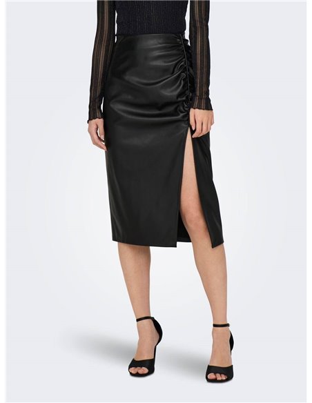 FALDA MIDI CUERO onlMIA Black/Negro