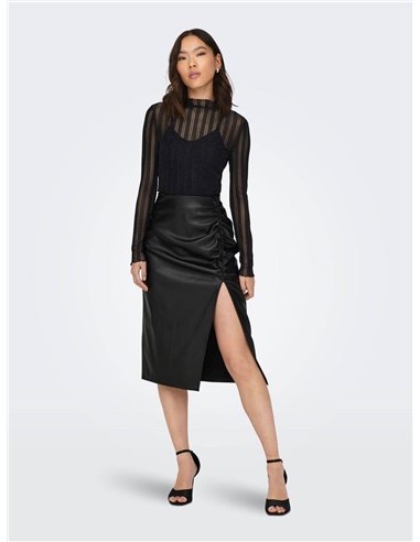 FALDA MIDI CUERO onlMIA Black/Negro