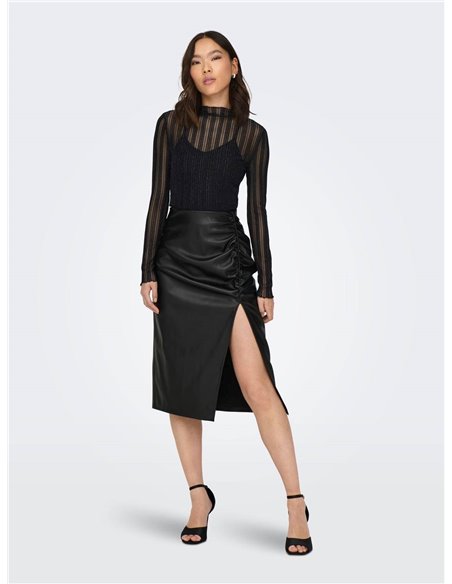 FALDA MIDI CUERO onlMIA Black/Negro