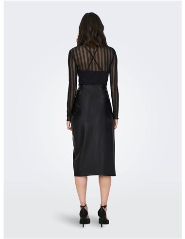 FALDA MIDI CUERO onlMIA Black/Negro