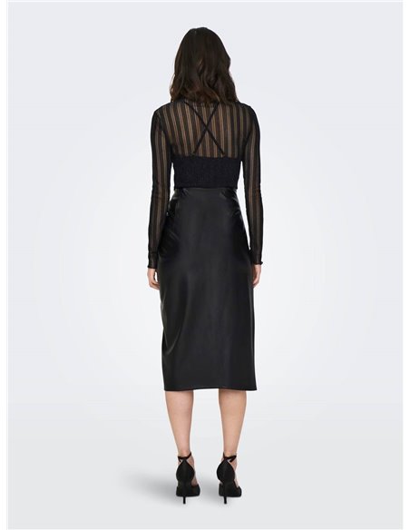 FALDA MIDI CUERO onlMIA Black/Negro