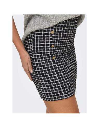 FALDA onlTIT BUTTON Black/Silver - Negro/Plata