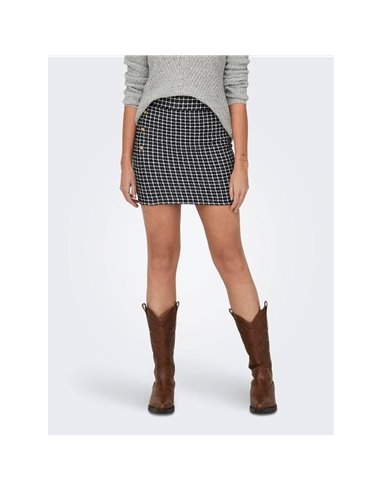 FALDA onlTIT BUTTON Black/Silver - Negro/Plata