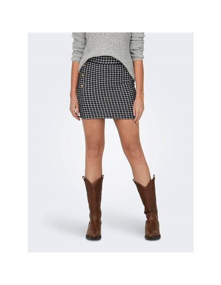 FALDA onlTIT BUTTON Black/Silver - Negro/Plata