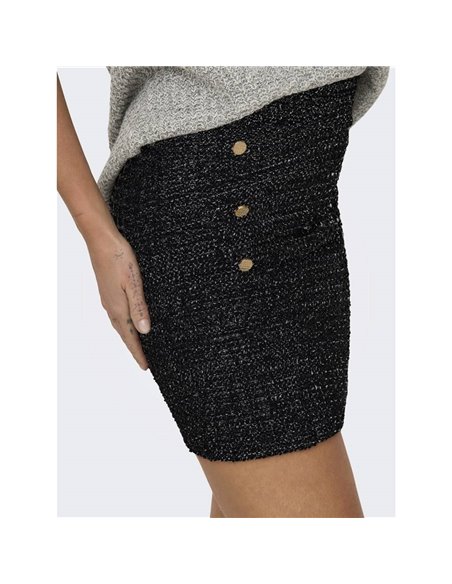 FALDA onlTIT BUTTON Black/Cloud - Negro/Blanco