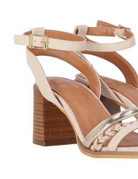 SANDALIA DE TACÓN MEDIO CLARITA 01 CHIKA10 Beige/Beige